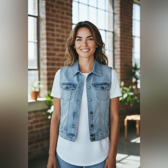 Ring of Fire Light Blue Denim Vest - Picture 7 of 8